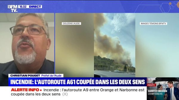 L'autoroute A61 coupée dans les deux sens à cause d'un incendie à Douzens dans l'Aude
