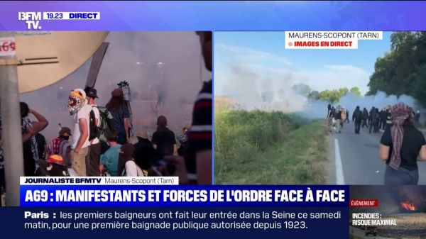 A69: de nouveaux tirs de gaz lacrymogènes de la police contre les manifestants