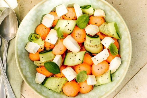 Salade melon, concombre et Chavignol