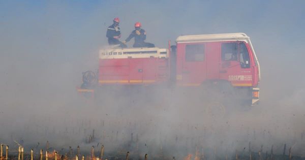 Bas-Rhin. Un round baller prend feu : l'incendie détruit 1,5 hectare de champ à La Wantzenau
