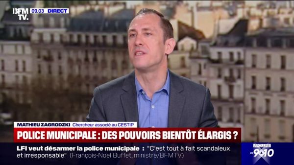Réforme de la police municipale: "Aujourd'hui 60% des policiers municipaux possèdent une arme létale", observe Mathieu Zagrodzki, chercheur associé au CESTIP