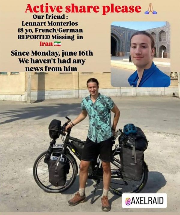 Iran : que sait-on de Lennart Monterlos, jeune Français de 18 ans porté disparu depuis le 16 juin ?