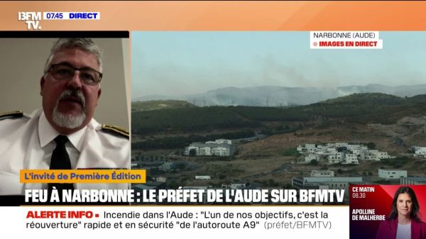 Feu à Narbonne: la réouverture en "sécurité" de l'autoroute A9 est l'un des "objectifs de la matinée", indique le préfet de l'Aude