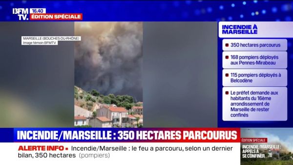Les images du violent incendie qui touche le 16e arrondissement de Marseille, dans les Bouches-du-Rhône