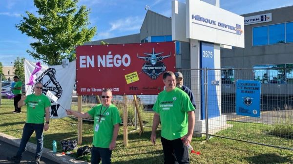 Les 100 travailleurs de l'usine Héroux-Devtek de Laval en grève