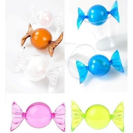 Boite dragées bonbon transparent couleur papillote plexi 8.5 cm les 6