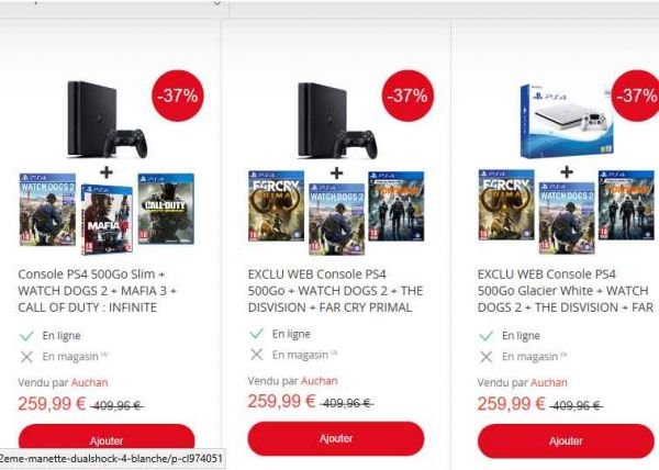 Bon plan consoles PS4 : pack PS4 avec 3 jeux pour moins de 260€
