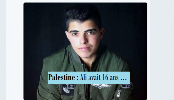 Palestine : Le petit Ali 16 ans assassiné par les israéliens près de Naplouse