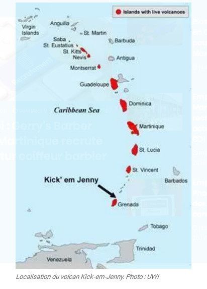 Grenade : le volcan sous-marin Kick'em Jenny montre des signes d'activité. Alerte orange déclenchée