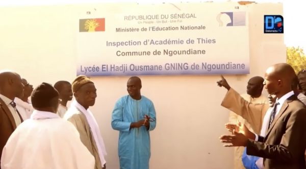 Parrain du Lycée de Ngoundiane, El Hadj Ousmane Gning (Premier PCR de Ngoundiane), réhabilité par le Maire Mbaye Dione