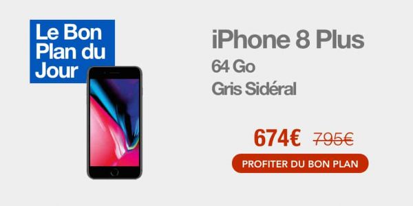Bon plan : l'iPhone 8 Plus (64 Go) à 674€ sur Amazon