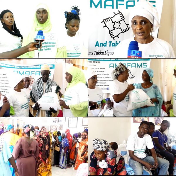 Chaîne de solidarité Ramadan / Kaolack : Mme Aïssatou Ndao et le réseau " AMAFAMS - And Takku Liguey" distribuent des denrées alimentaires aux familles défavorisées.