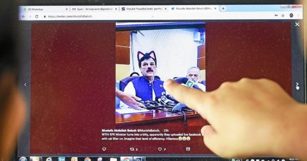 Pakistan. Un ministre affublé d’oreilles de chat virtuelles lors d’un Facebook Live