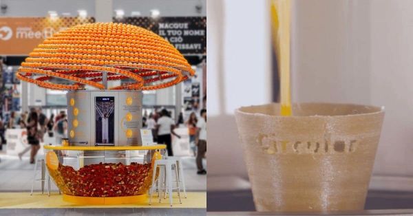 Cette machine imprime des gobelets en 3D à partir d'écorce d'orange