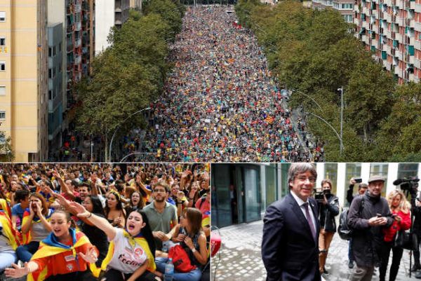Espagne : Grève générale en Catalogne, Marée humaine indépendantiste à Barcelone