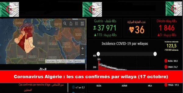 Bilan Coronavirus du 17 octobre : Les cas confirmés par wilaya