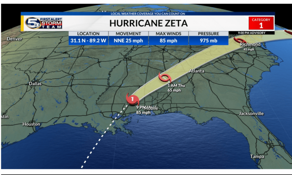 USA-L’ouragan Zeta (catég. 2) touche terre et fait un mort à la Nouvelle-Orléans, en Louisiane