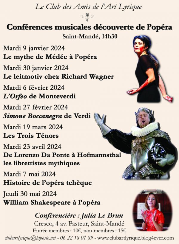 Conférences opéra à Saint-Mandé en 2024