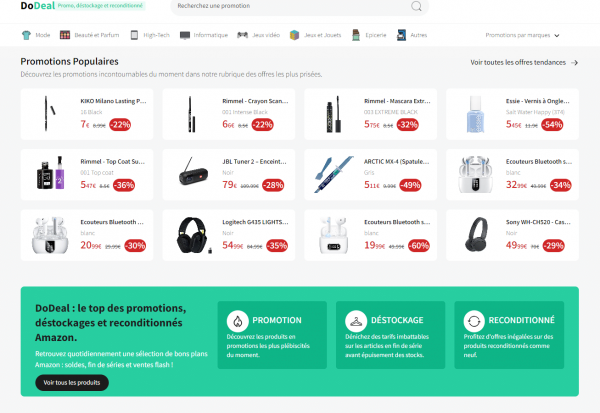 DoDeal.fr : les meilleurs offres promos, reconditionnées et de déstockage Amazon sur un seul site