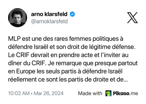 Arno Klarsfeld appelle le CRIF à inviter Marine Le Pen à son diner annuel