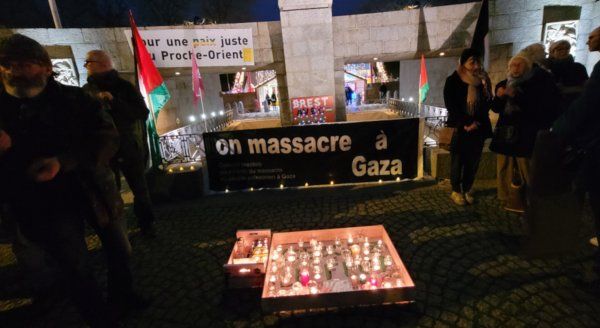Rassemblement et veillée à la bougie en soutien aux palestiniens de Gaza à Brest