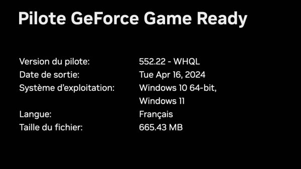 Les GeForce 552.22 WHQL Game Ready débarquent, quoi de neuf ?
