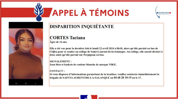 Disparition de Taciana, 16 ans, dans les Pyrénées-Orientales : "Elle aurait déclaré...”, ce détail qui inquiète