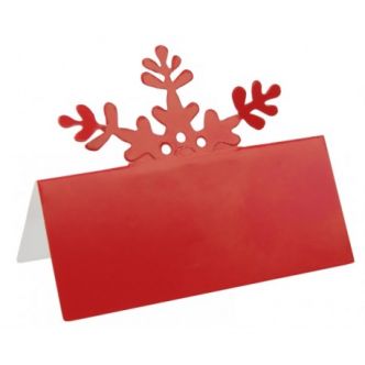 Marque place flocon de neige rouge en carton les 10 : Déco de table