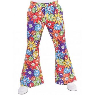 Déguisement pantalon hippie smile homme : Déguisements hippie 70's