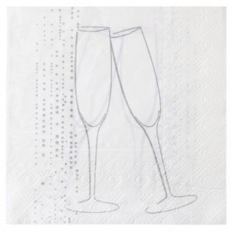 Serviettes de table champagne argent papier blanc x20 - Baiskadreams.com