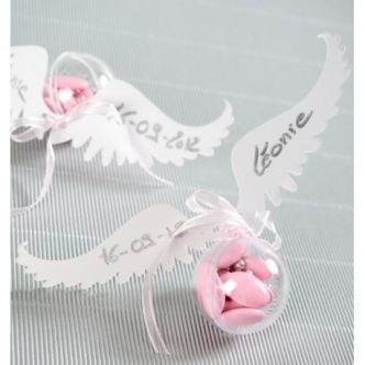 Etiquette ailes d'ange blanc carton les 6 : Etiquettes Marque-place