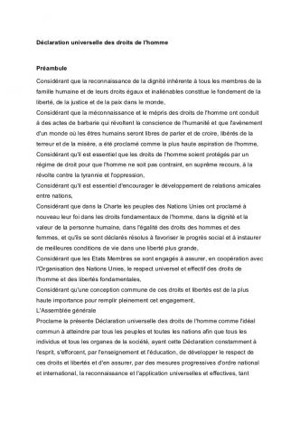 Declaration des droits de l'homme