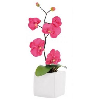 Orchidée fuchsia en tissu avec pot 43 cm - Baiskadreams.com