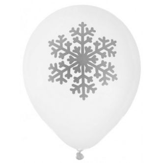 Ballon Flocon de neige Blanc Argent 23 cm les 8 : Ballon Flocon Noël