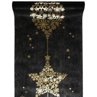 Chemin de table Flocon de neige or intissé noir 5 M - Baiskadreams.com