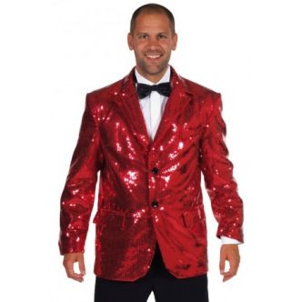 Déguisement Veste paillettes sequin Rouge homme : Veste de Costume
