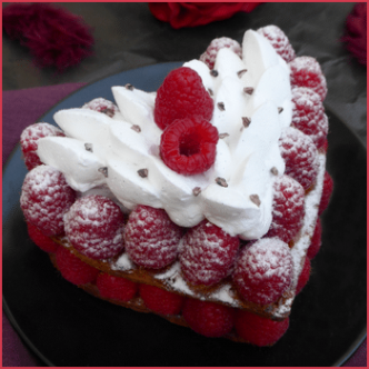 Mille-feuille cœur aux framboises et chantilly {vegan}