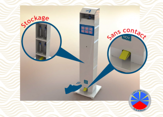 Des bornes de distribution de gel hydroalcoolique sans contact