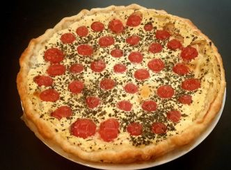 Recette quiche aux tomates cerises, mozzarella di Bufala et basilic