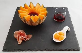 Recette du melon charentais au Porto et sa chiffonnade de jambon cru