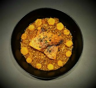 Recette de lentilles vertes du Puy et courge butternut aux épices au four