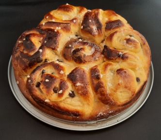 Gâteau chinois. Recette à la crème pâtissière et aux pépites de chocolat