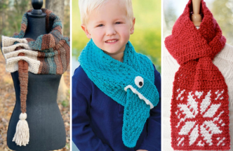 Modèles d’Écharpe au crochet avec ouverture trou de serrure pour tous les membres de la famille.