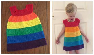 Apprenez à coudre cette Robe arc-en-ciel en crochet pour vos enfants ( Patrons gratuits + Vidéo tuto )