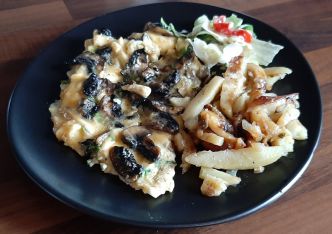 Omelette aux champignons de Paris frais. 200 calories pour 2 à 3 œufs !