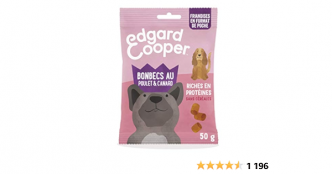 Edgard & Cooper Friandises Chien Chiot Naturelles Sans Cereales Canard et Poulet Frais; Goût Potiron/Banane, Sachet de poche 50g, Bonbecs savoureux aux protéines de qualité pour le récompenser