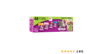 WHISKAS Repas pour Chat - 48 Sachets Fraîcheur 100g - Pâtée pour Chat en Gelée - Poulet / Saumon / Boeuf / Thon - Nourriture Complète & Equilibrée avec des Ingrédients Naturels, Adapté [...]