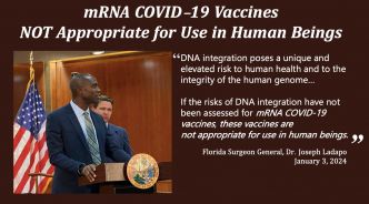 Ministre de la santé de l’état de Floride : les injections à ARNm anti-COVID-19 ne sont pas appropriées pour les humains (Dr Joseph Ladapo)