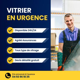 Vitrier Antibes - Dépannage vitrerie 24h/24 : 04 93 96 18 35 : ChronoServe