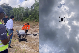 Un drone pour revégétaliser les anciens sites d'orpaillage sur la concession minière de la société Auplata à Saint Elie